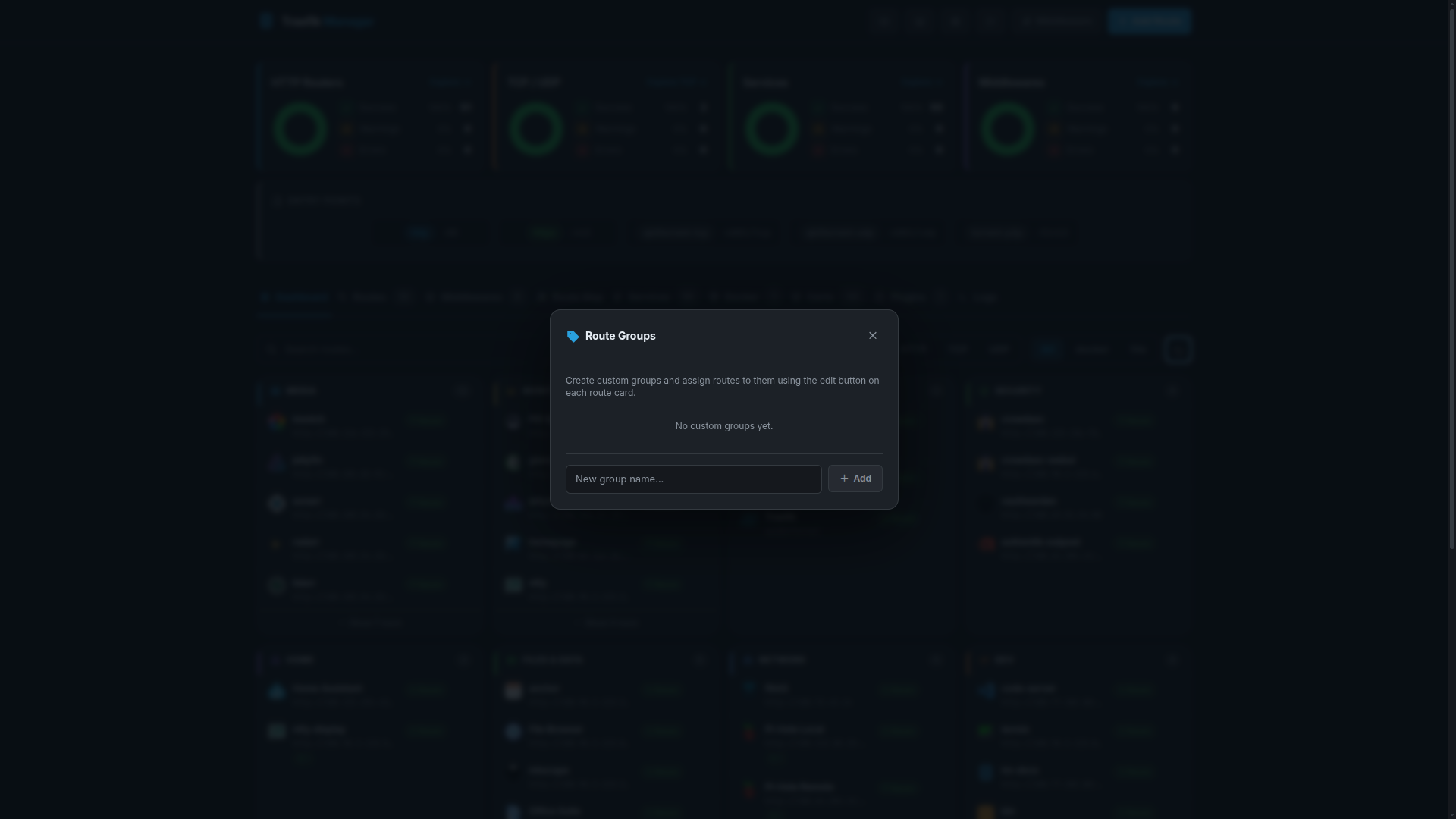 Dashboard – edit group (dark)