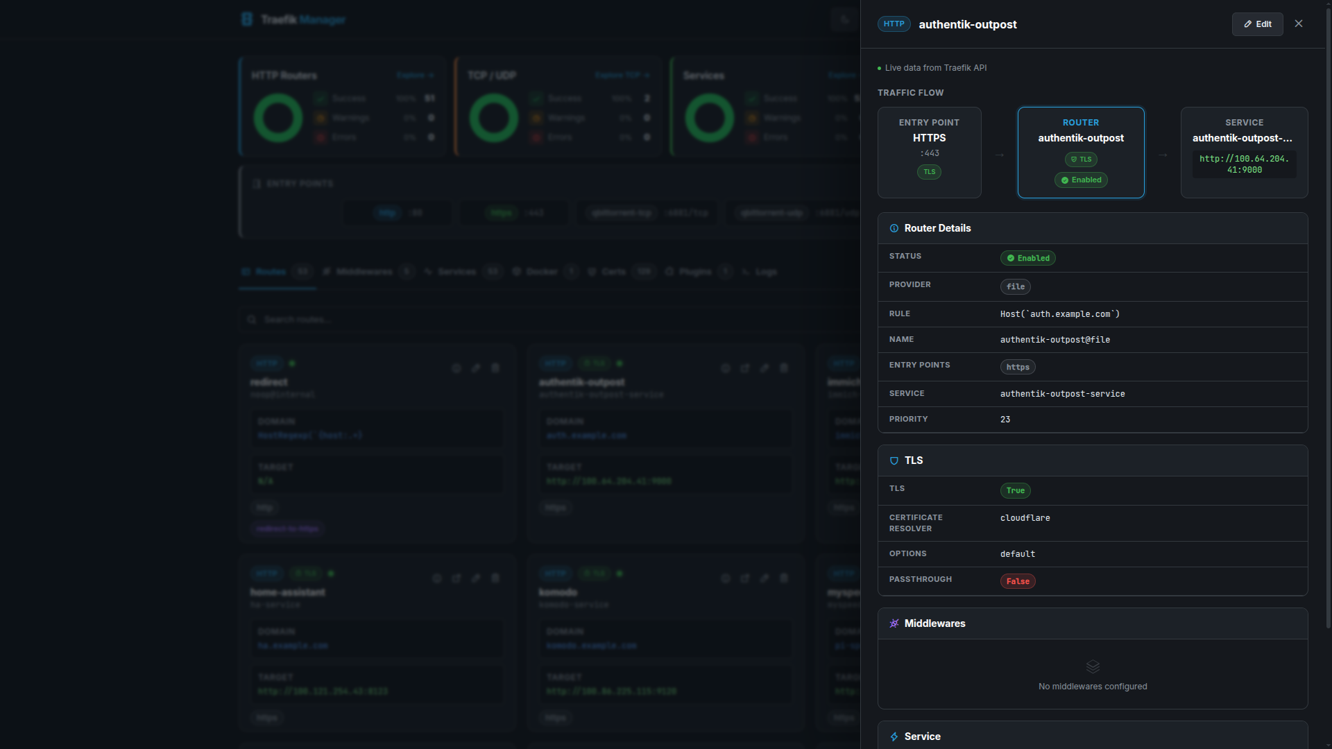 Route details (dark)