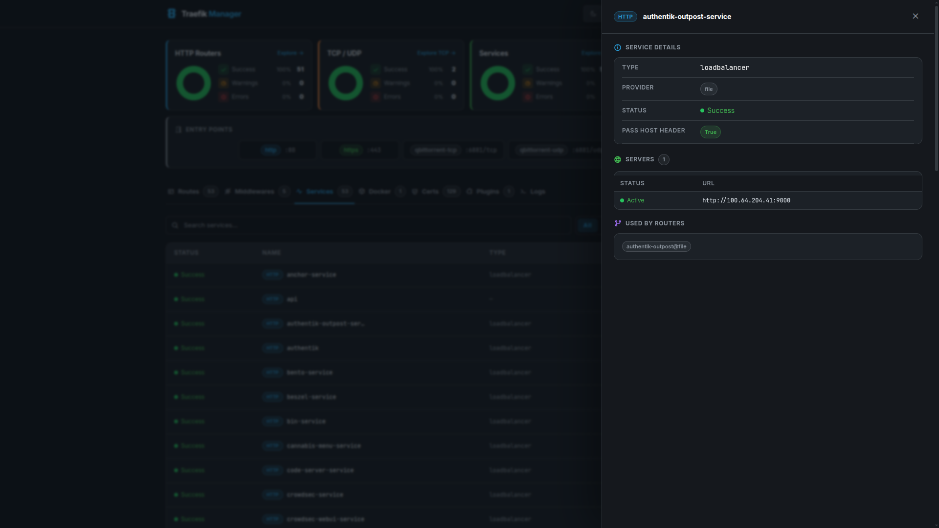 Service details (dark)