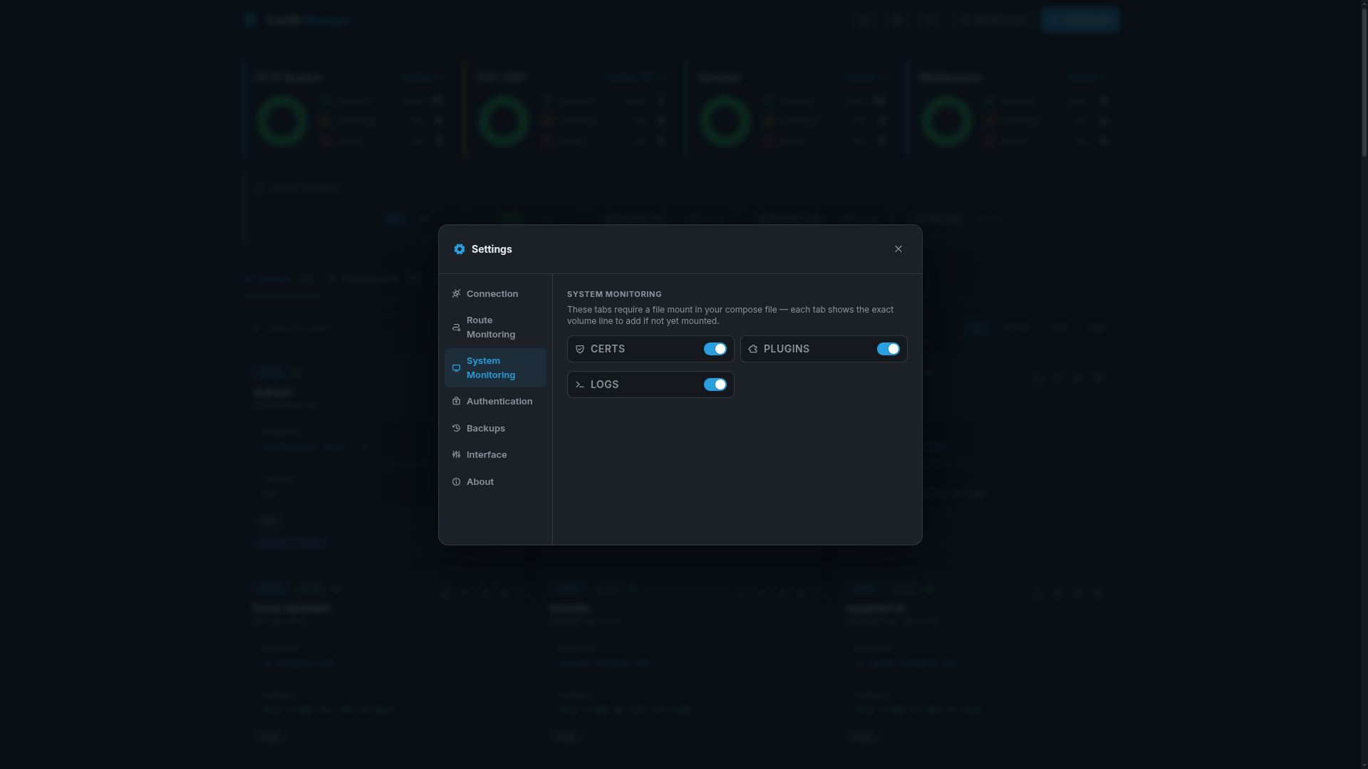 Settings – system (dark)