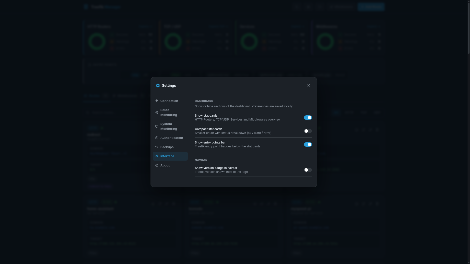 Settings – UI preferences (dark)