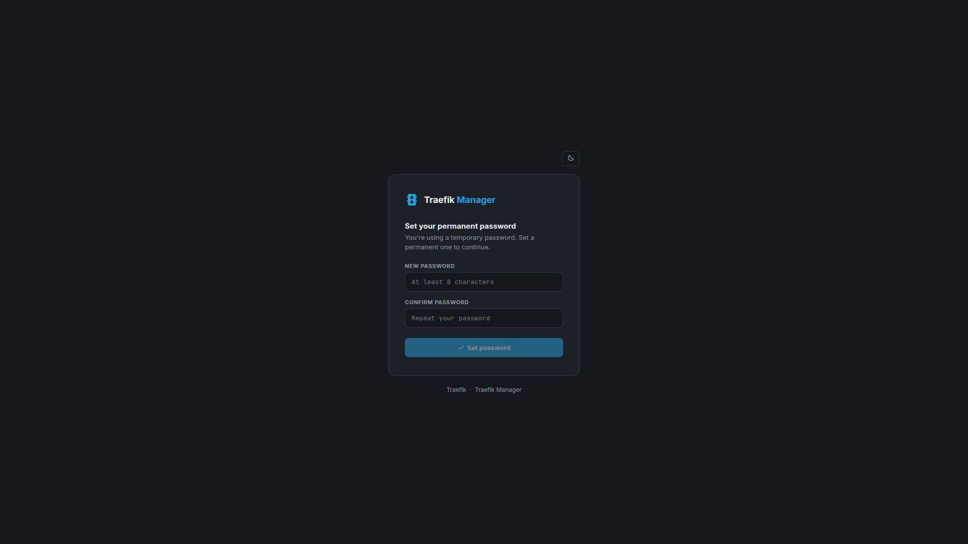 Step 5 – Set password (dark)