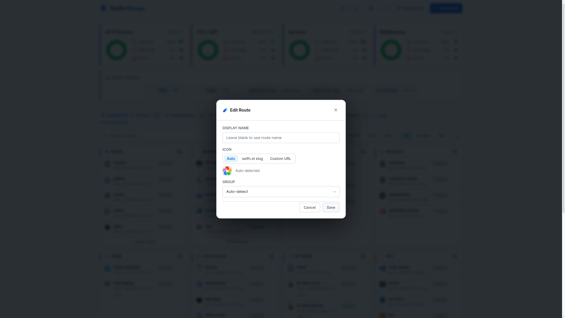 Dashboard – edit route card (light)