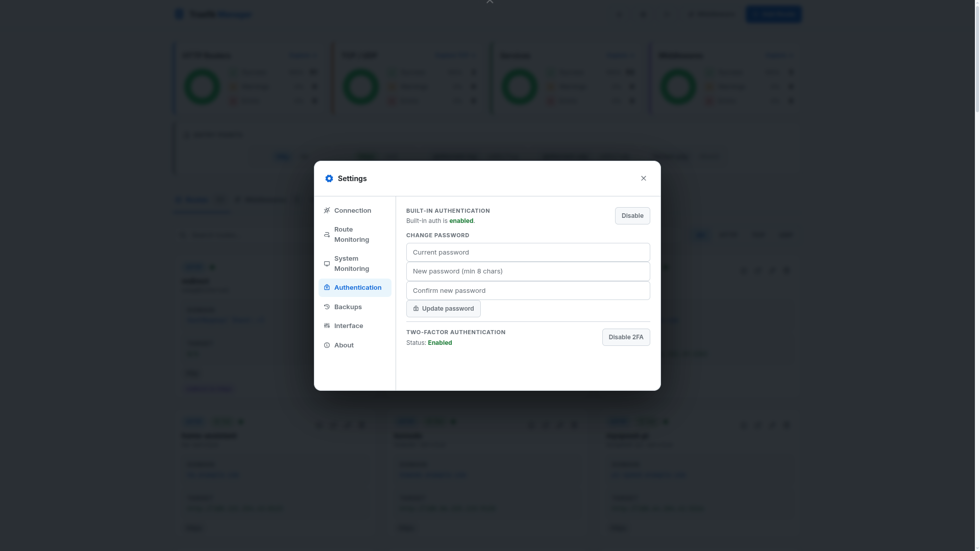 Settings – authentication (light)