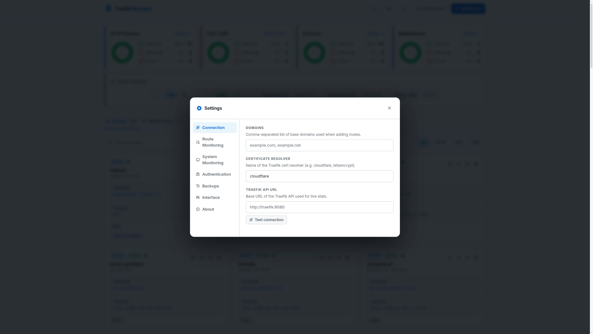 Settings – connections (light)