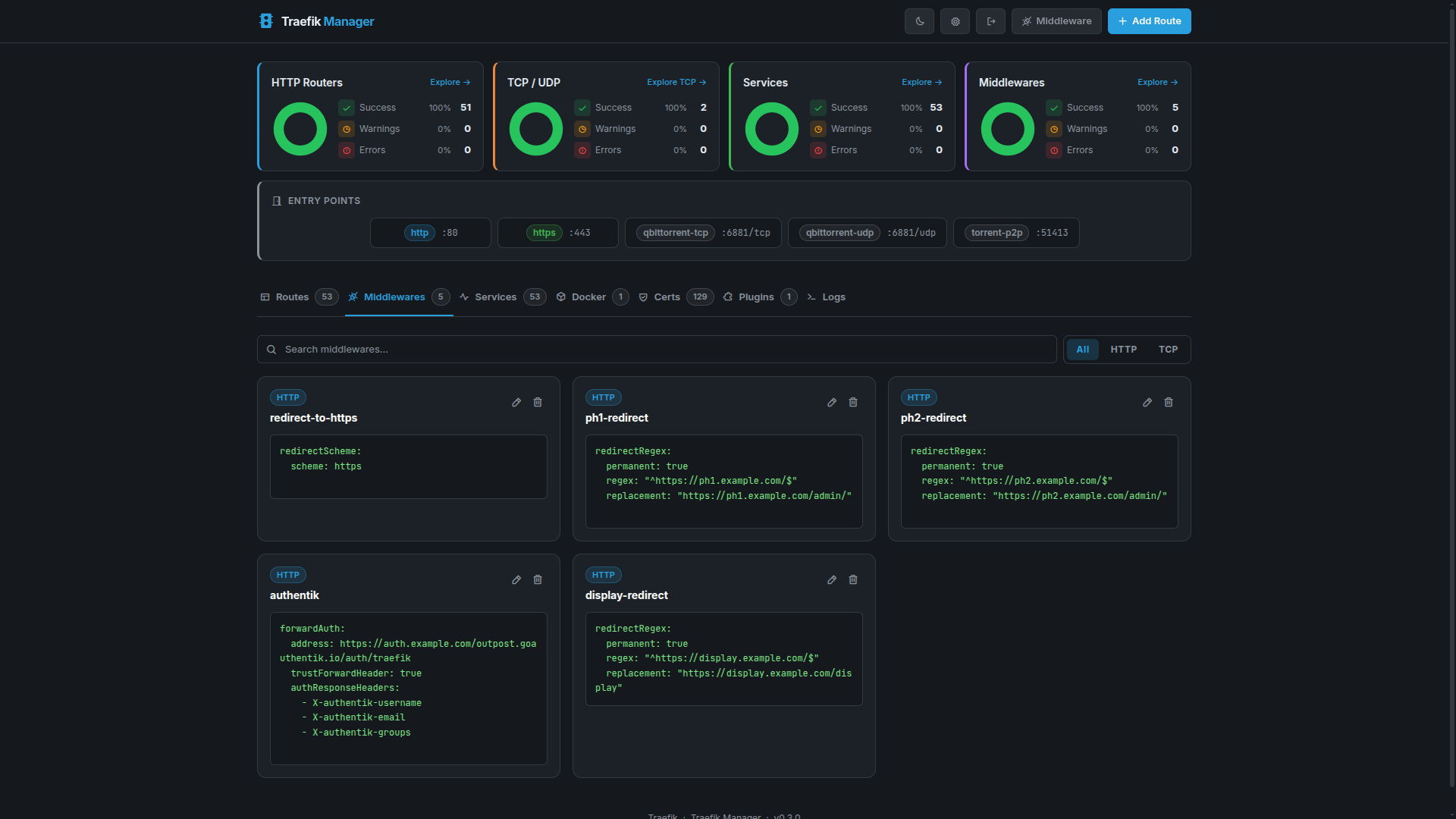Middleware list (dark)